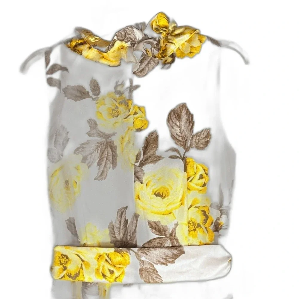 Jessica Howard New Floral Yellow & cream Chiffon Women's Dress size‎ 16 ruffle - Picture 7 of 11